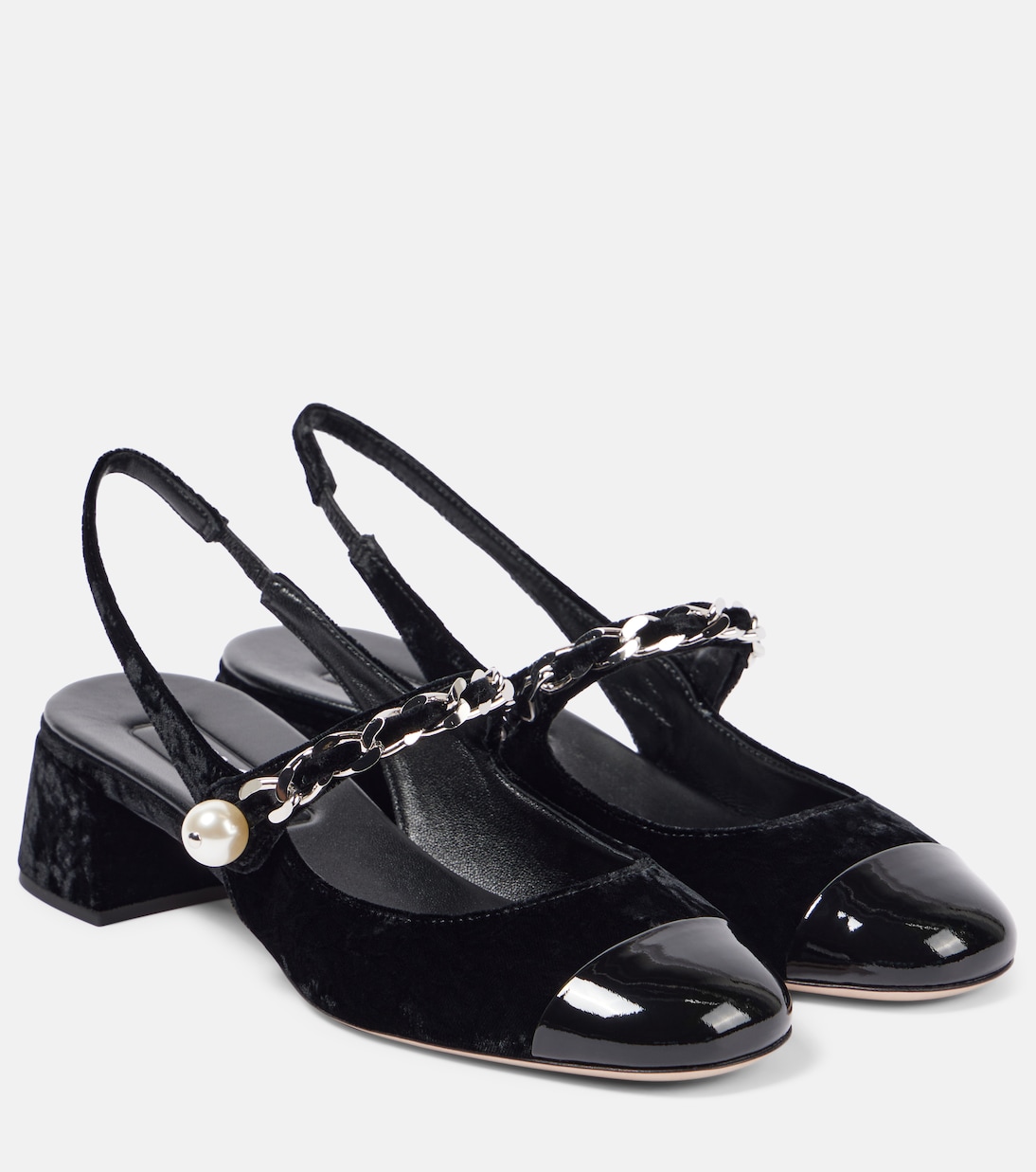 Verzierte Slingback-Pumps 35 aus Samt | Miu Miu