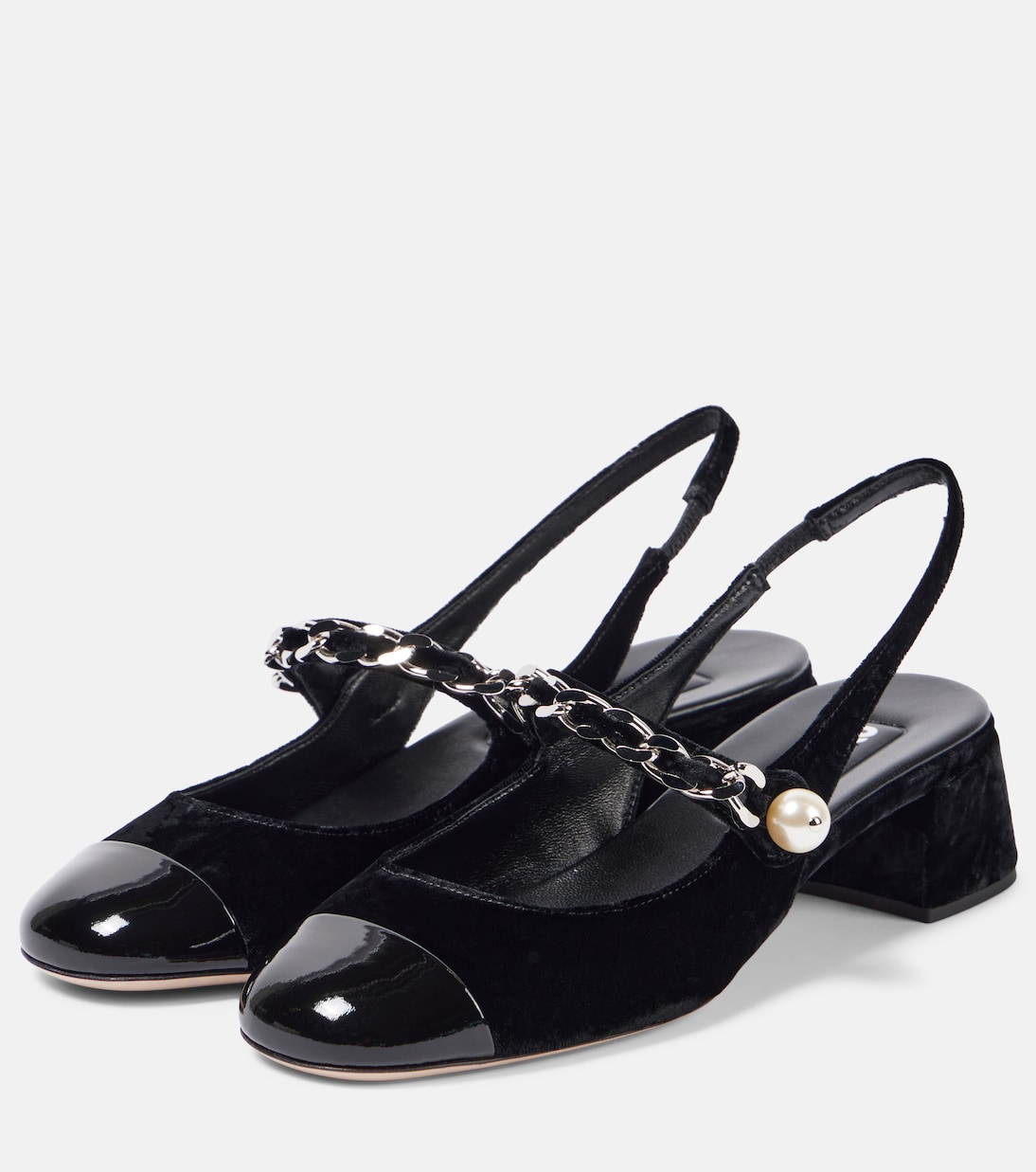Verzierte Slingback-Pumps 35 aus Samt | Miu Miu