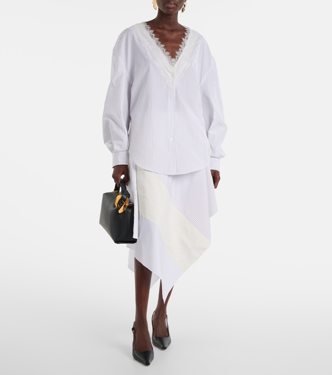 Gonna midi patchwork in cotone | JW Anderson