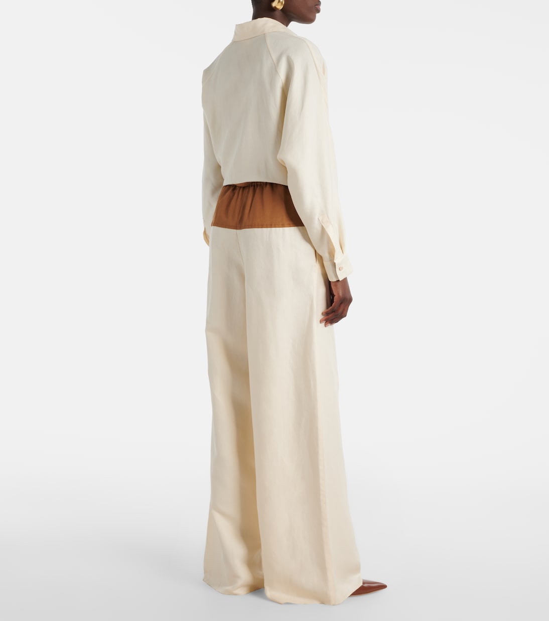 Pantaloni Gestro a gamba larga in lino e seta | Max Mara