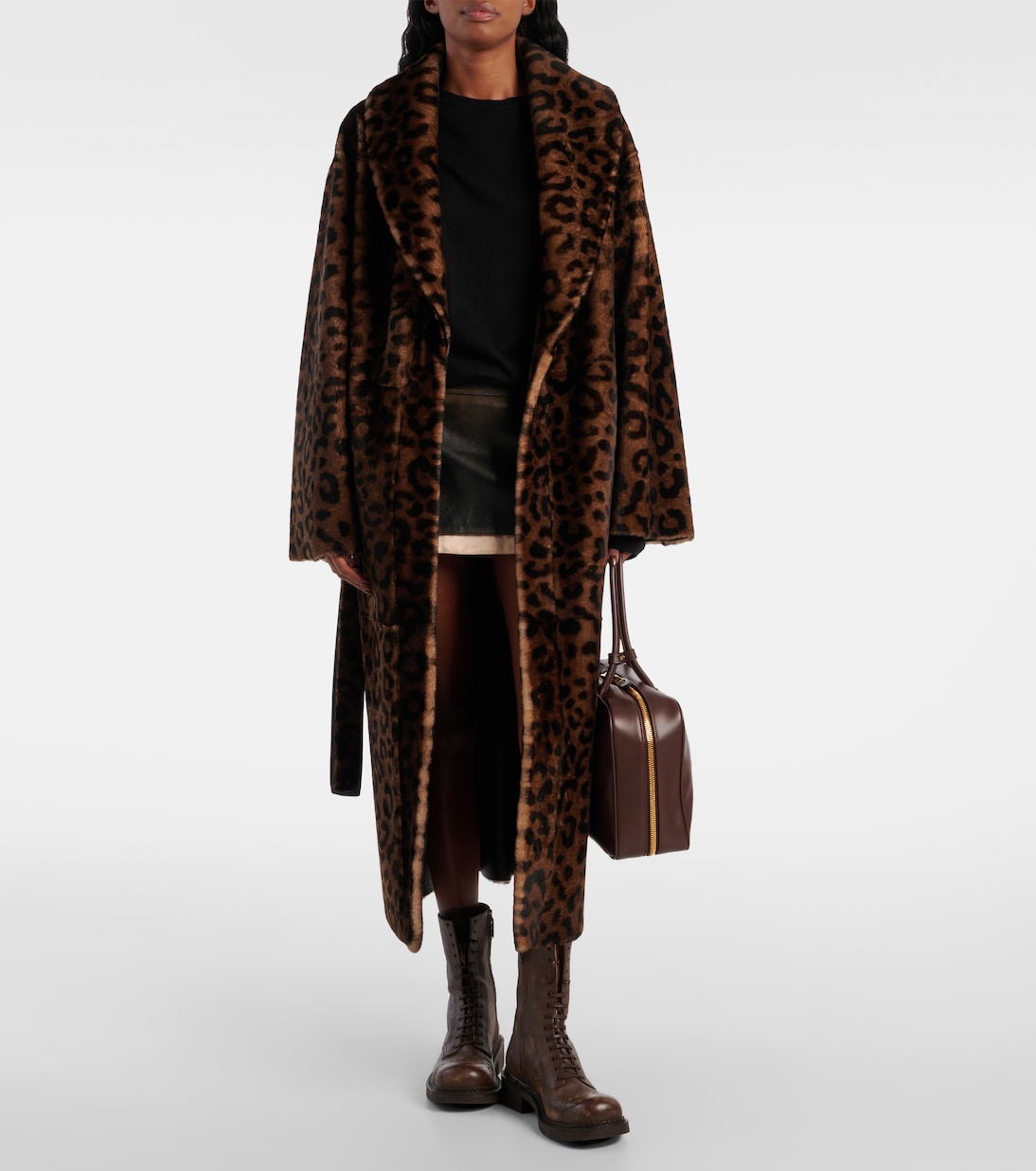 Imani leopard-print shearling wrap coat | Nour Hammour