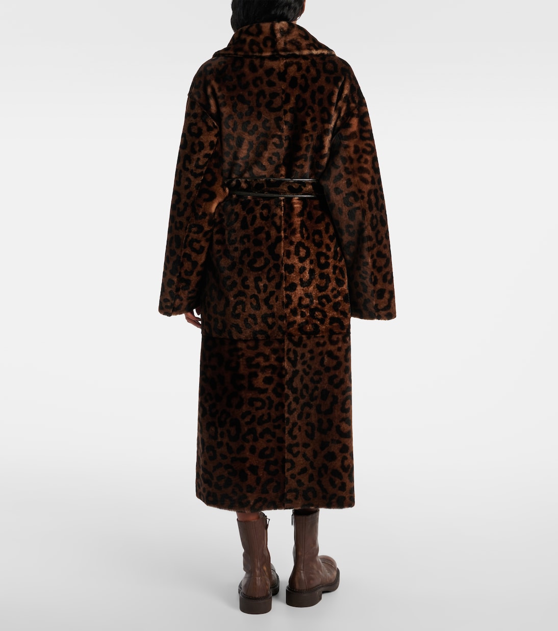 Imani leopard-print shearling wrap coat | Nour Hammour