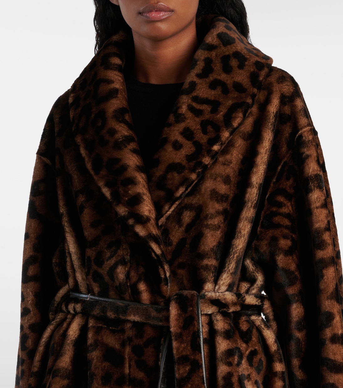 Imani leopard-print shearling wrap coat | Nour Hammour
