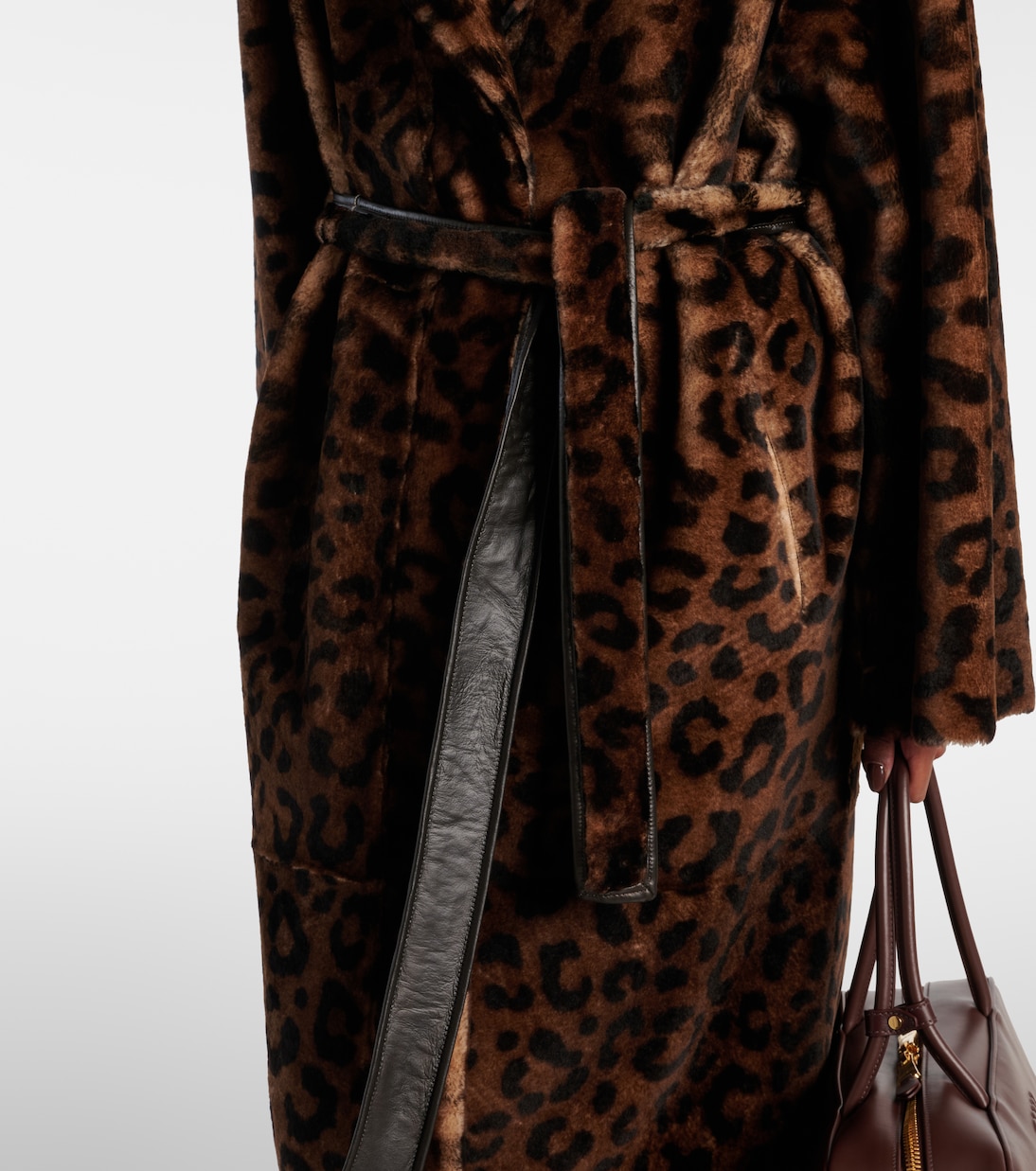 Imani leopard-print shearling wrap coat | Nour Hammour