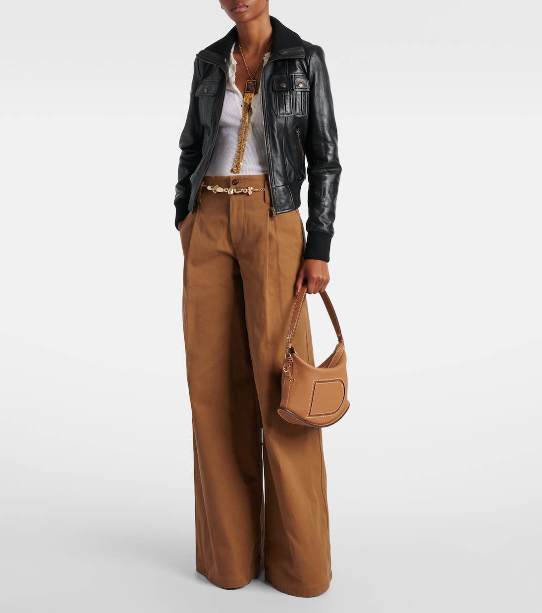 Pin Swing Surpiqué leather shoulder bag  | Delvaux