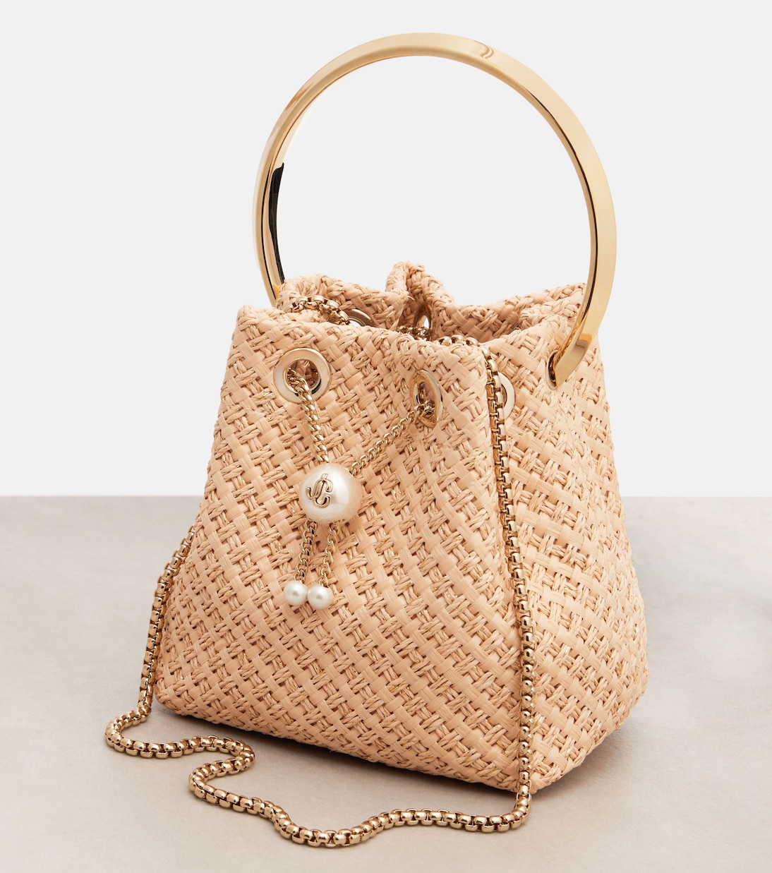 Bon Bon Small embellished raffia tote bag | Jimmy Choo