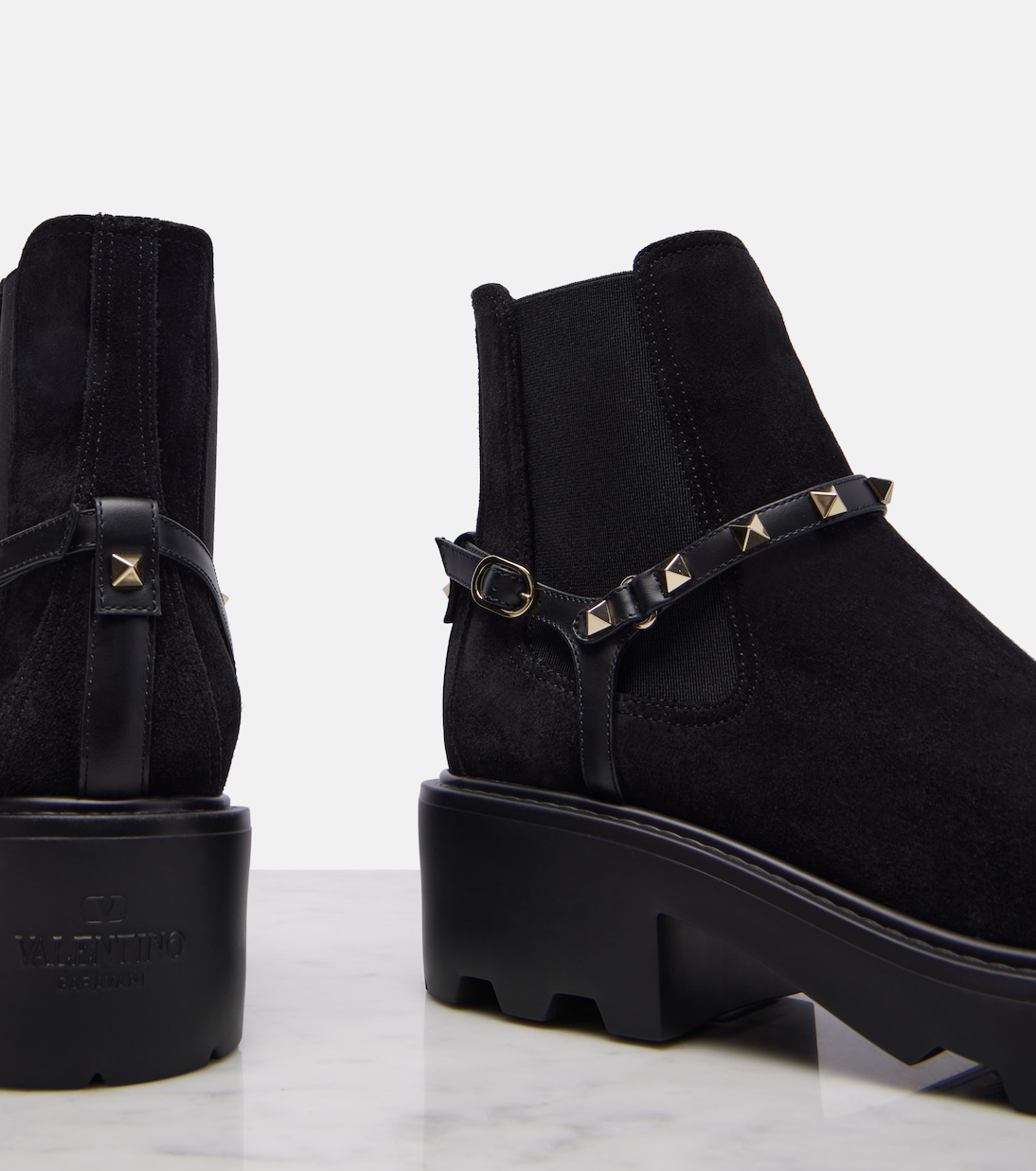 Bottines Rockstud 55 en daim | Valentino Garavani
