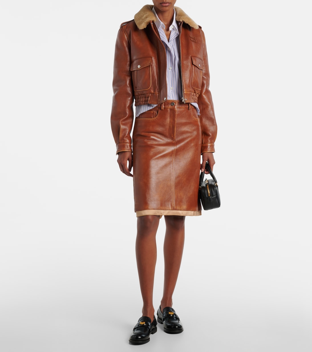 Leather midi skirt | Miu Miu