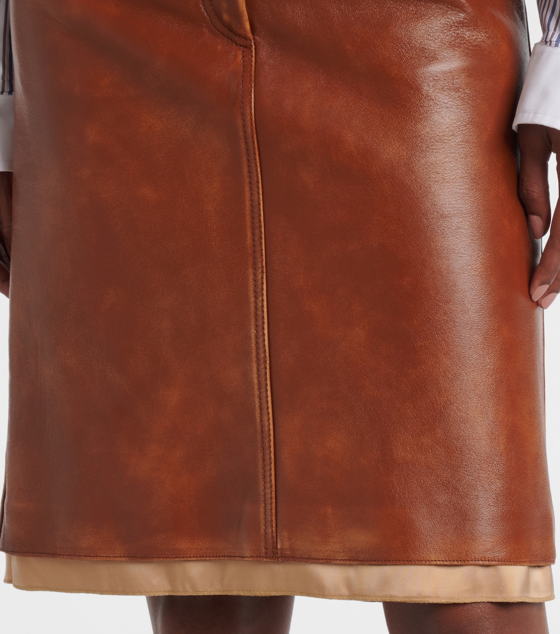 Leather midi skirt | Miu Miu