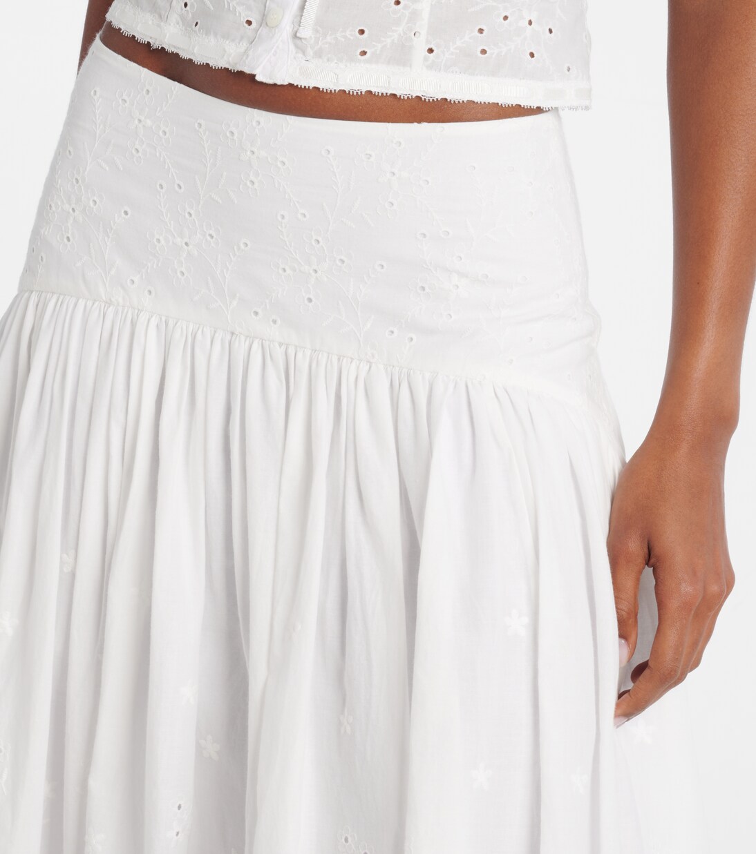 Procida pleated cotton maxi skirt | Staud