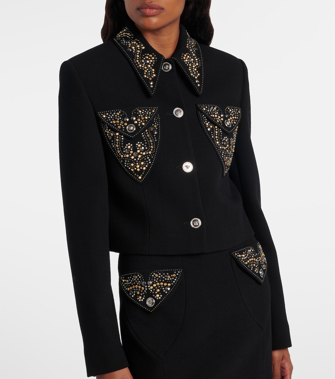 Studded wool-blend jacket | Versace