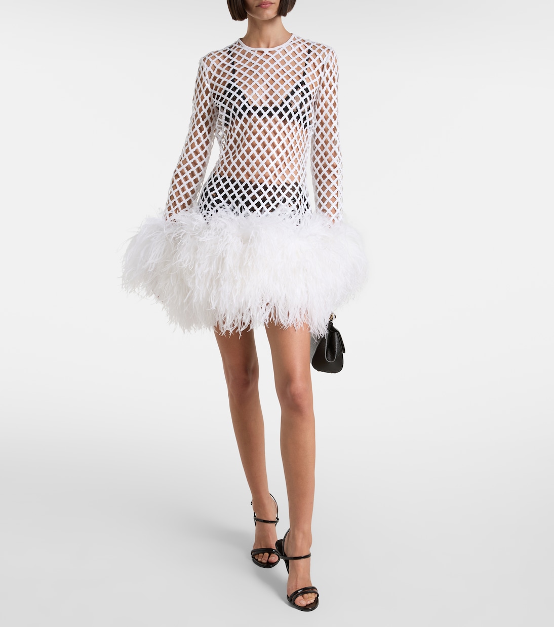 Feather-trimmed sequined minidress | Dolce&Gabbana