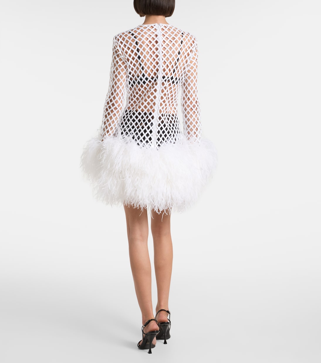 Feather-trimmed sequined minidress | Dolce&Gabbana