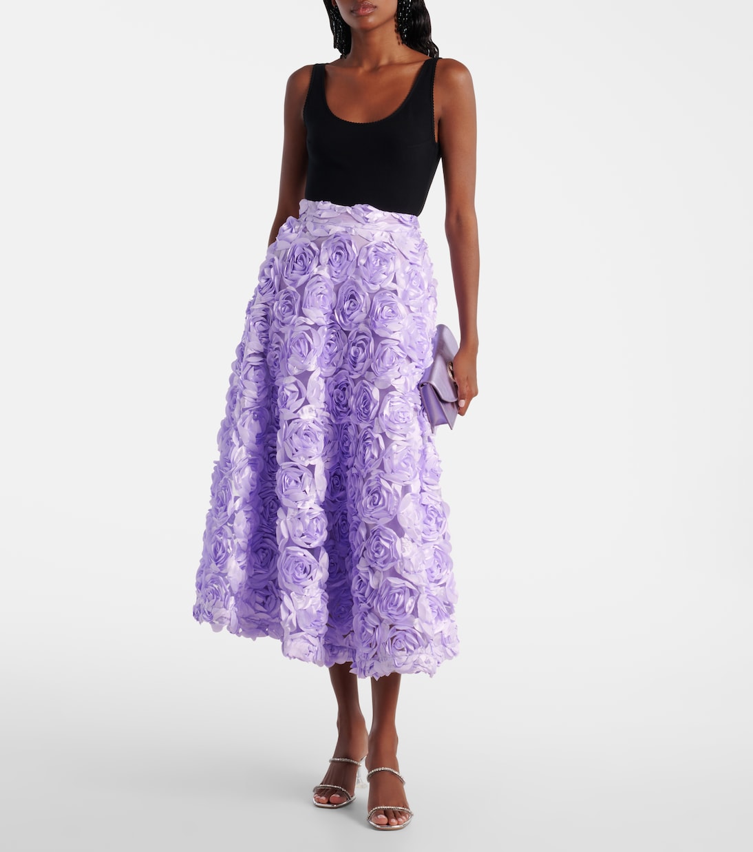 Floral-appliqué maxi skirt | Rotate