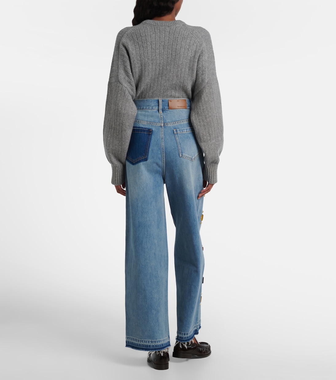 Embellished high-rise wide-leg jeans | Xu Zhi