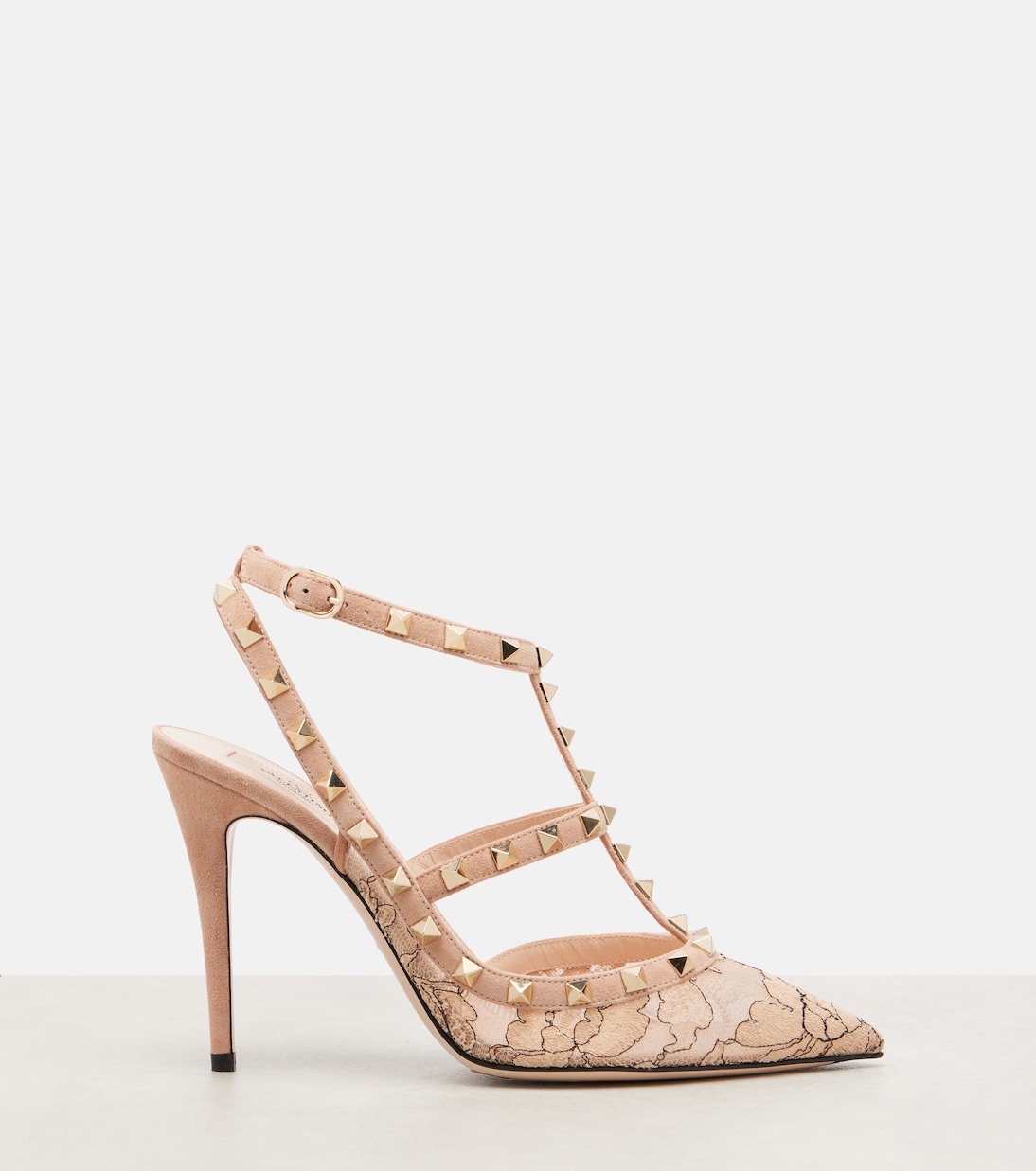 Rockstud 100 lace and leather pumps | Valentino Garavani
