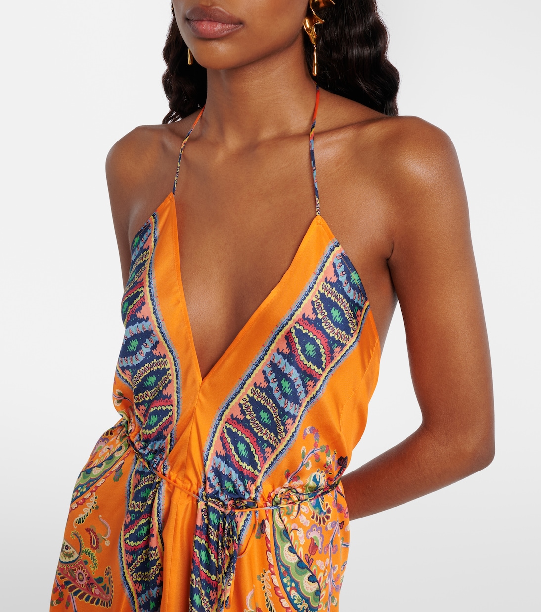 Paisley asymmetric open-back maxi dress | Etro