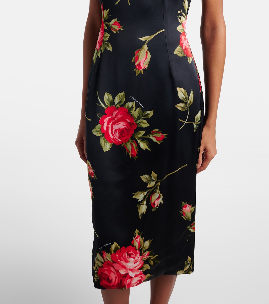 Floral satin midi dress | Dolce&Gabbana