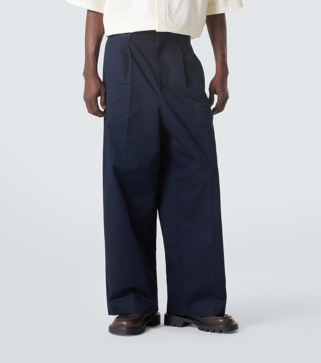 Pleated cotton gabardine wide-leg pants | Loewe