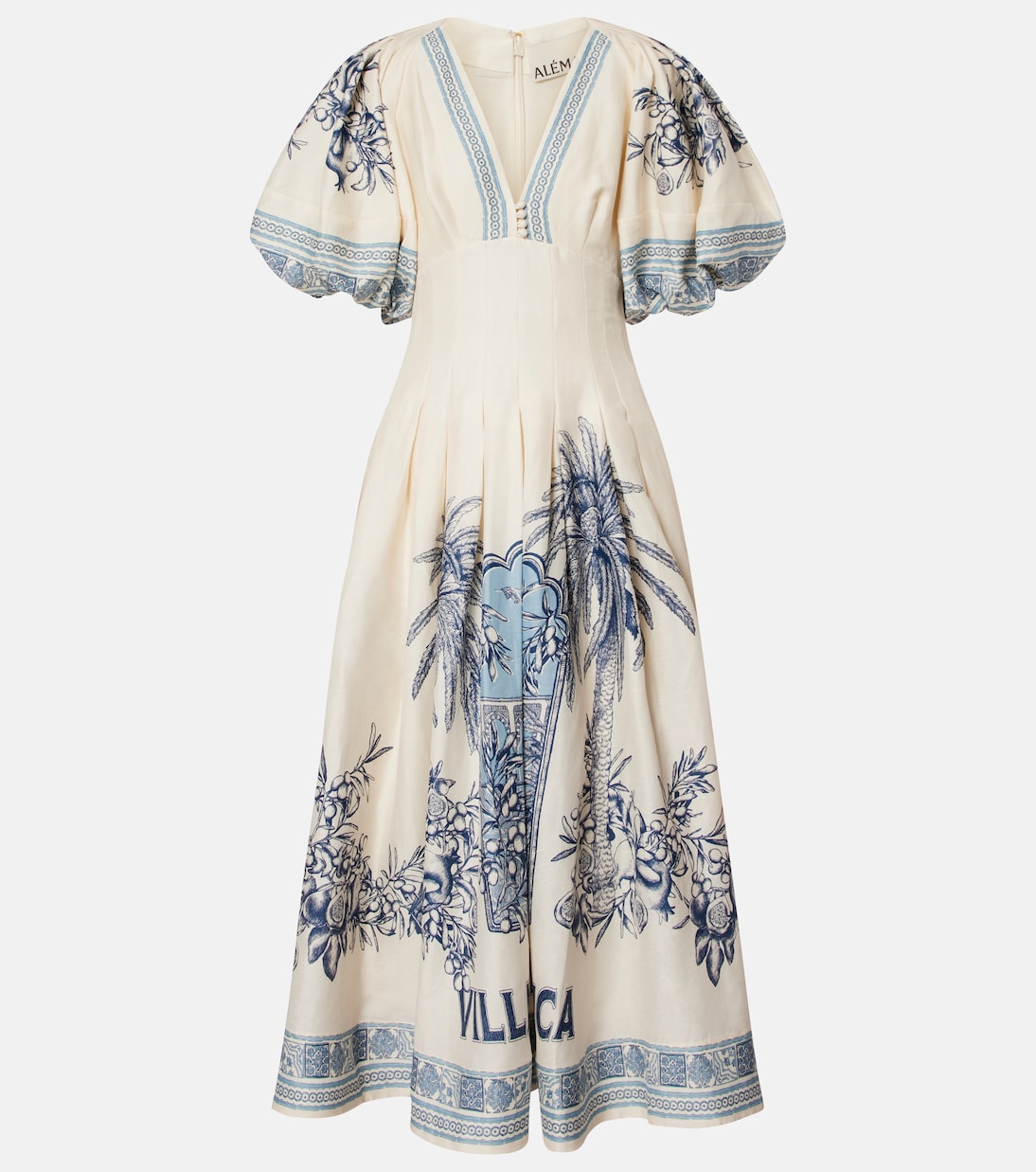 Vestido midi Villa Romantica en mezcla de lino | Alémais