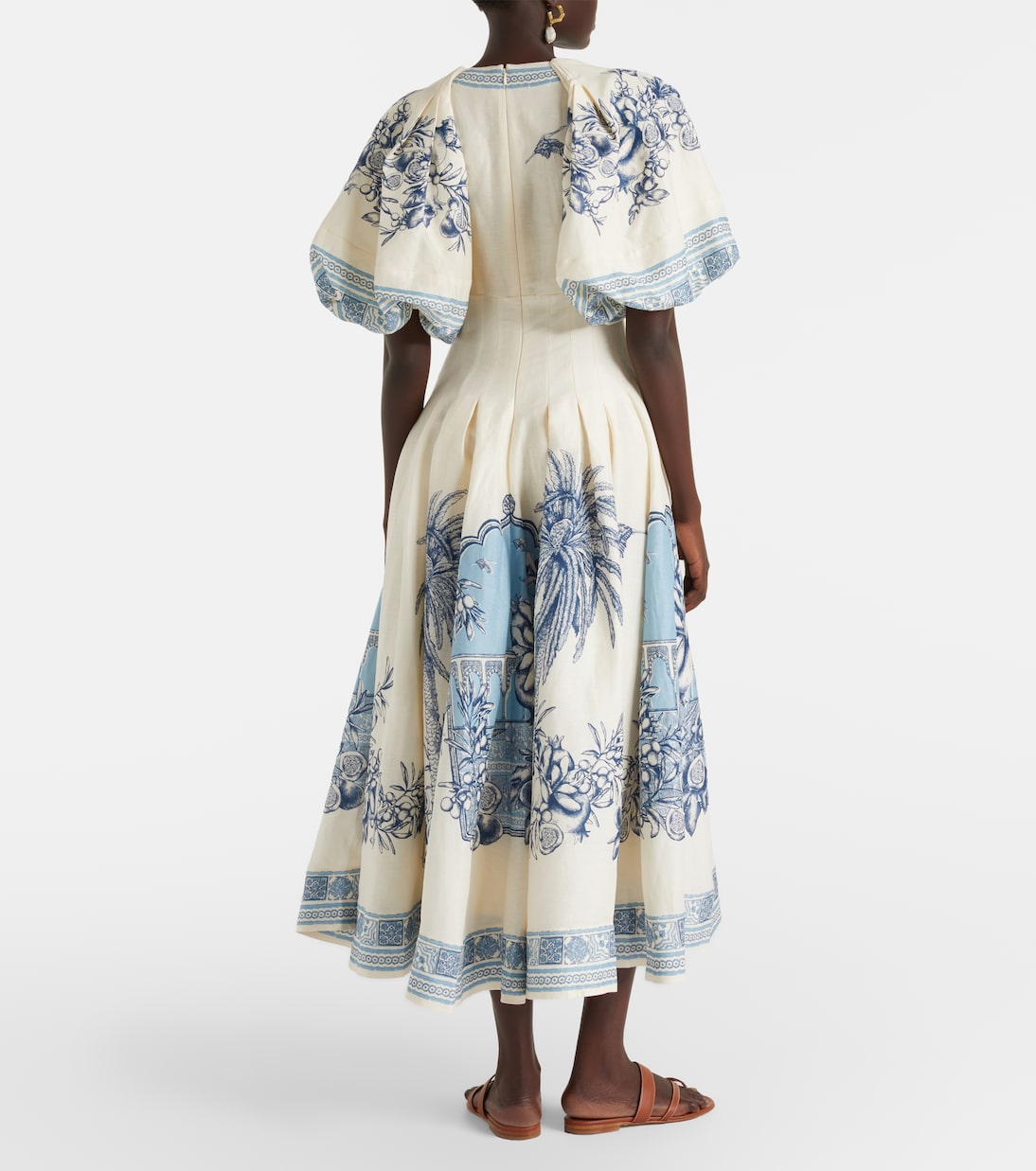 Vestido midi Villa Romantica en mezcla de lino | Alémais