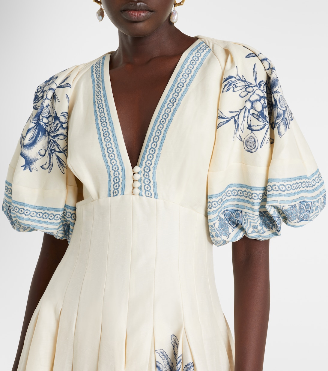 Vestido midi Villa Romantica en mezcla de lino | Alémais