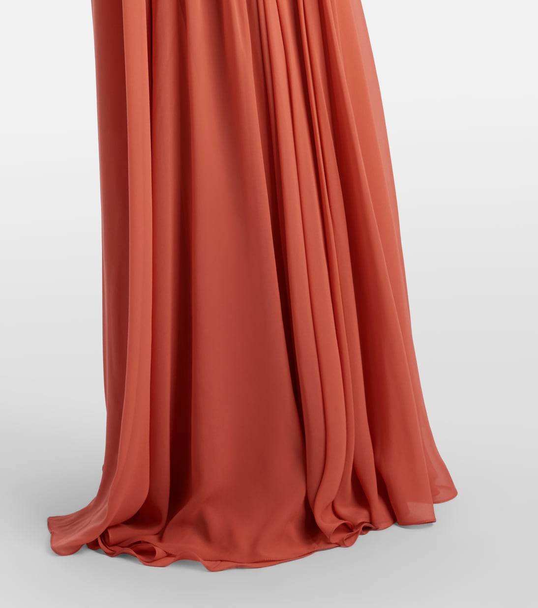 Gathered lace-trimmed silk gown | Elie Saab