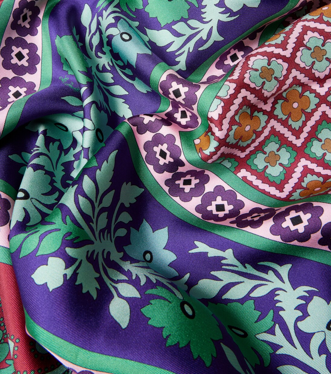 Fringed printed silk twill scarf | La DoubleJ