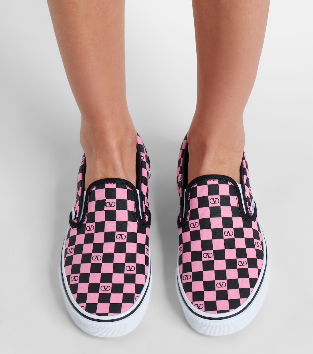 x Vans VLogo checked canvas slip-on sneakers | Valentino Garavani