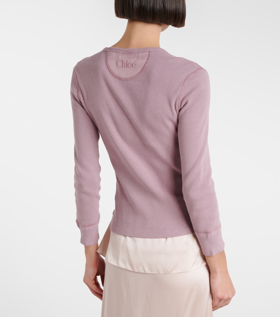 Camiseta con botones acanalada de algodón | Chloé