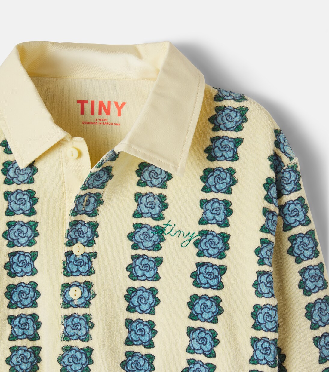 Floral cotton terry polo shirt | Tinycottons