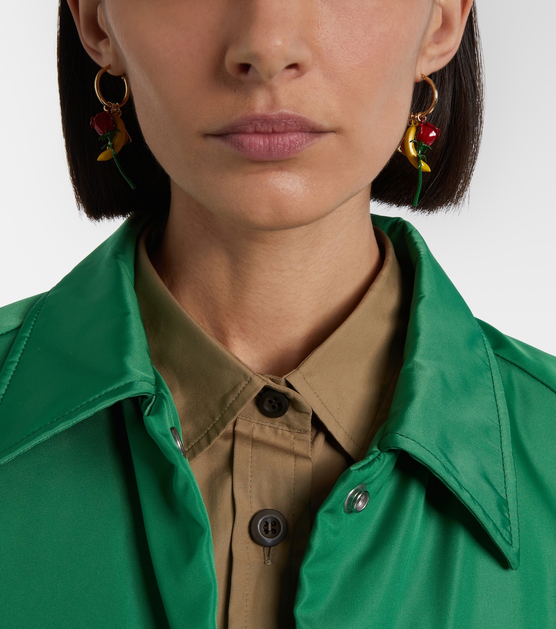 Embellished enamel hoop earrings | Prada