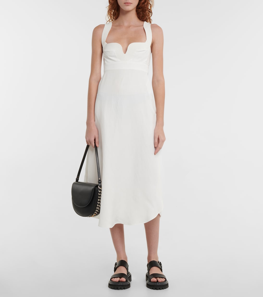 Piped asymmetric midi dress | Stella McCartney