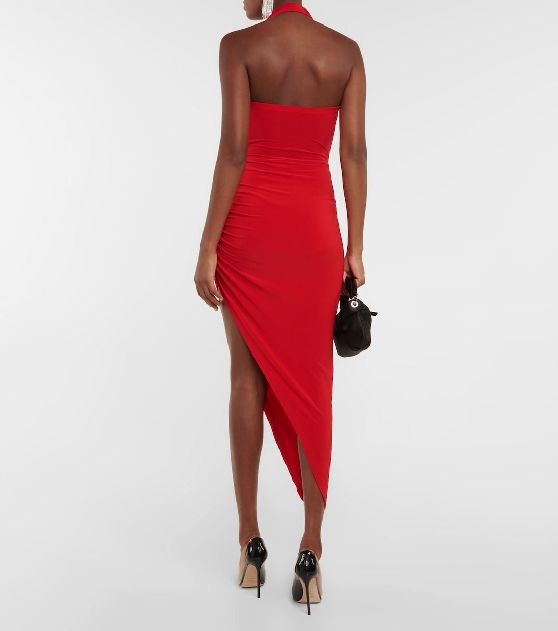 Vestito Mid-Length con Scollo a Manico e Drappeggi di Norma Kamali per Giovani Stilisti