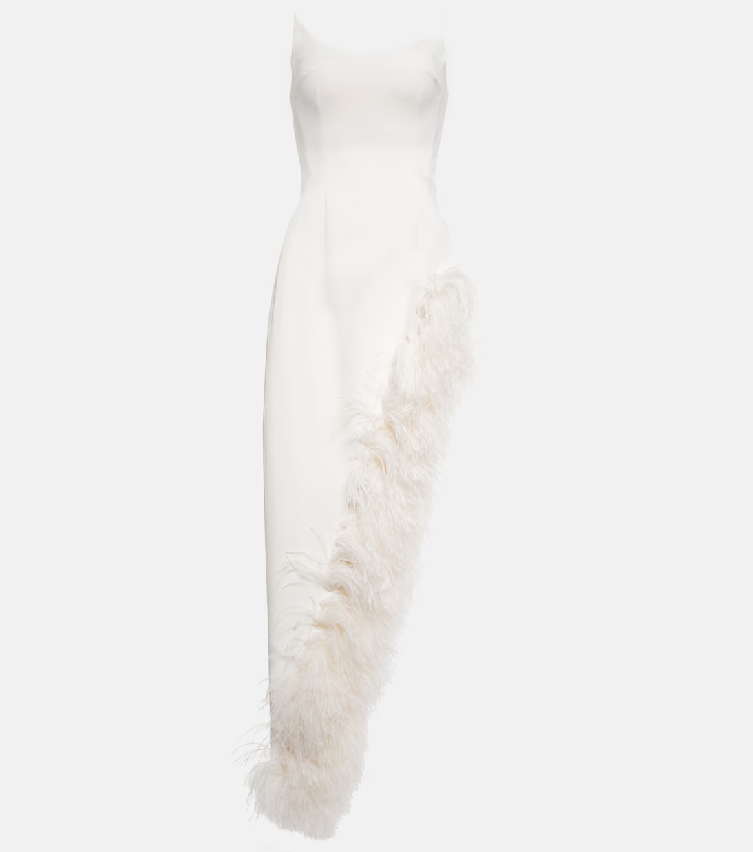 Feather-trimmed cady gown | David Koma
