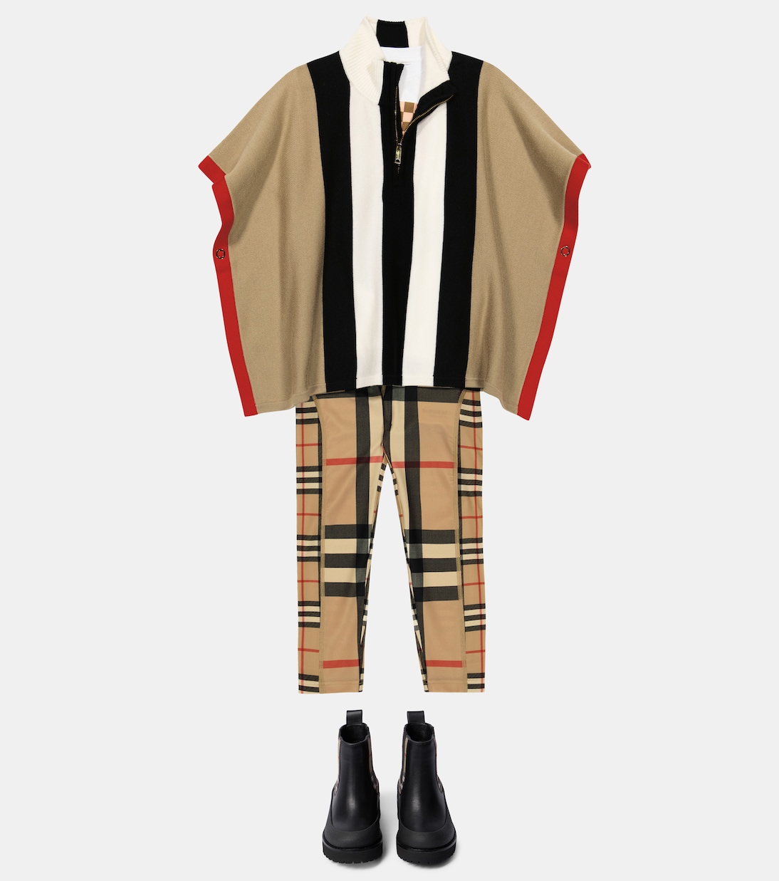 Poncho en mezcla de lana a rayas | Burberry Kids
