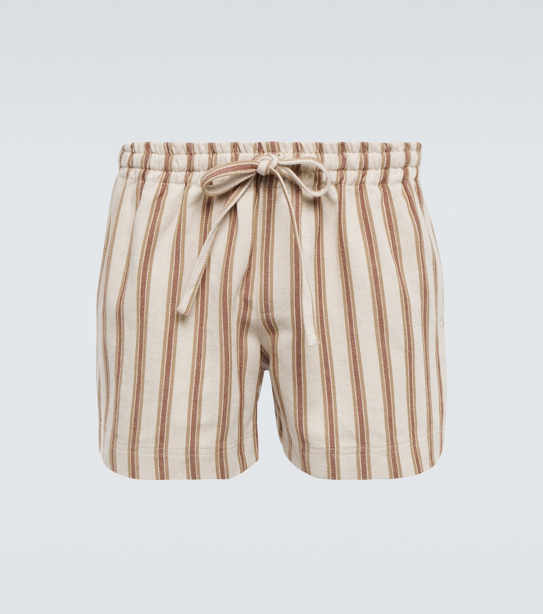 Mocha-stripe cotton-blend shorts | Commas