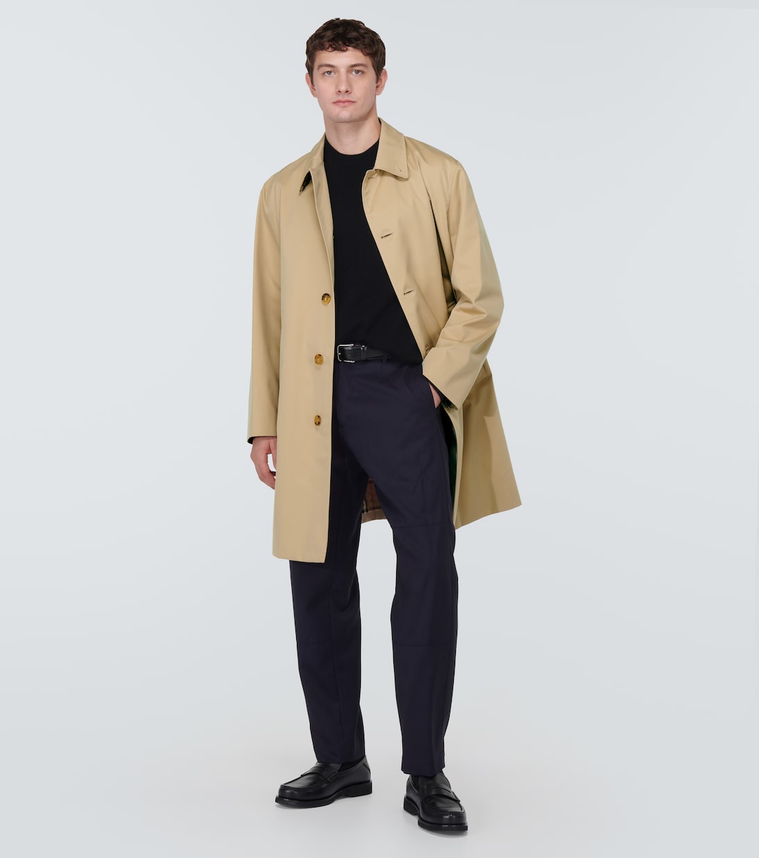 Cotton gabardine car coat in beige Burberry Mytheresa