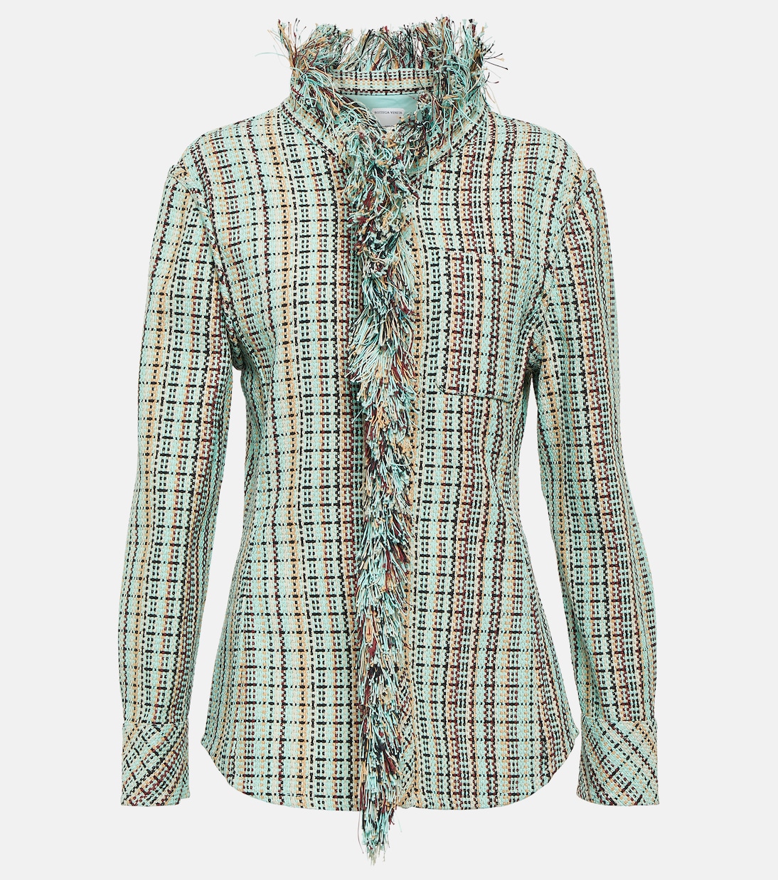 Chaqueta de Mezcla de Algodón con Flecos y Cuadros de Bottega Veneta para Jóvenes Modernos