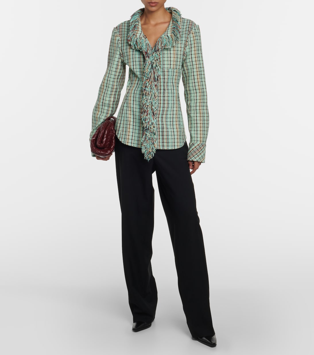 Chaqueta de Mezcla de Algodón con Flecos y Cuadros de Bottega Veneta para Jóvenes Modernos