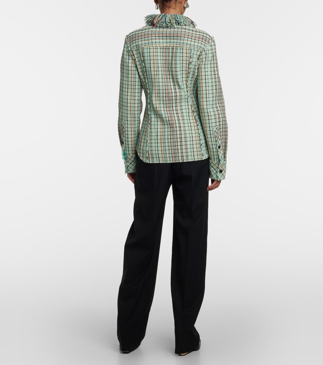 Chaqueta de Mezcla de Algodón con Flecos y Cuadros de Bottega Veneta para Jóvenes Modernos