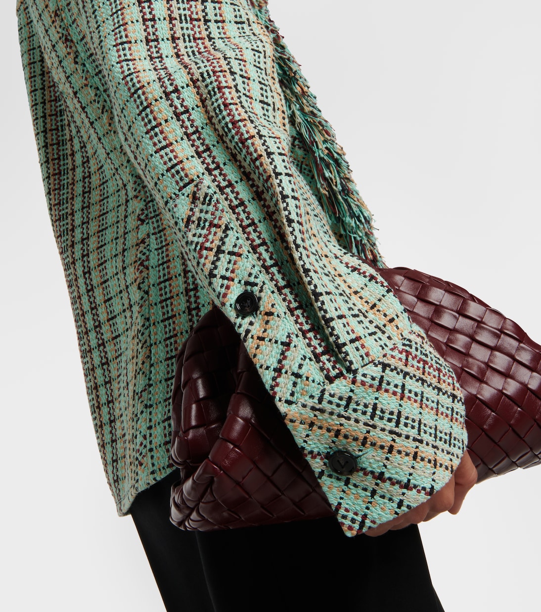 Chaqueta de Mezcla de Algodón con Flecos y Cuadros de Bottega Veneta para Jóvenes Modernos
