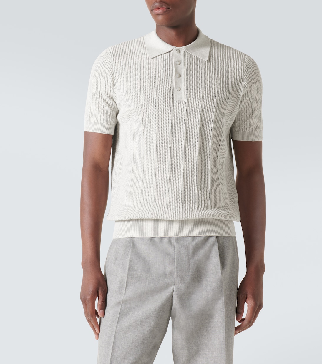Polo acanalado de jersey de algodón | Brunello Cucinelli