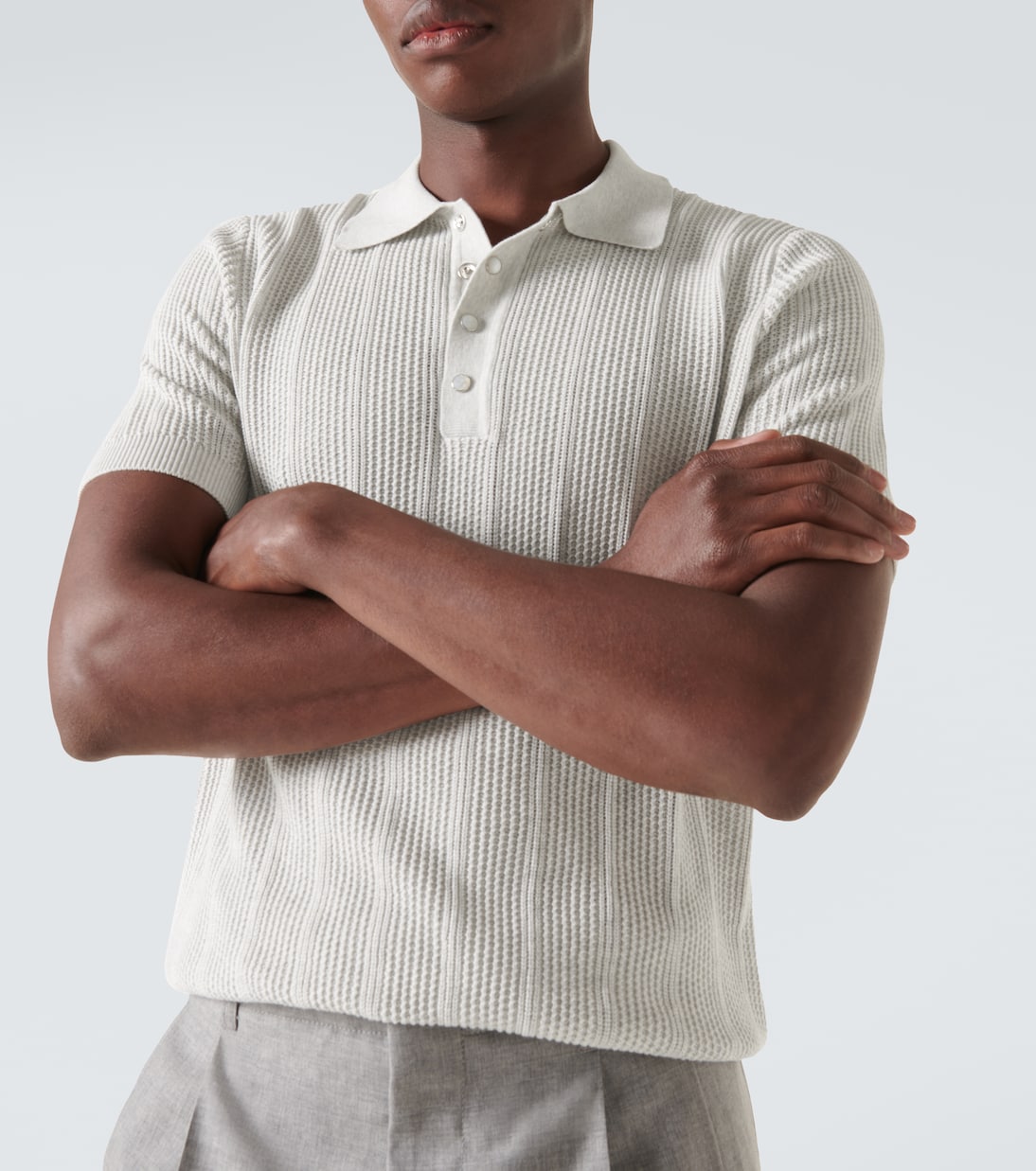 Polo acanalado de jersey de algodón | Brunello Cucinelli