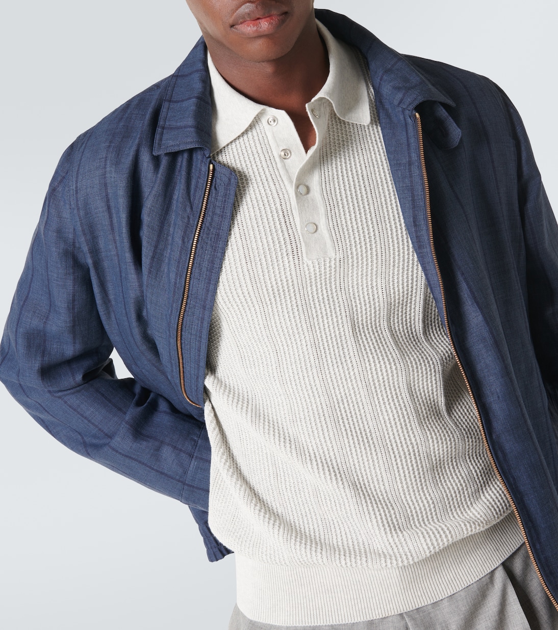 Polo acanalado de jersey de algodón | Brunello Cucinelli