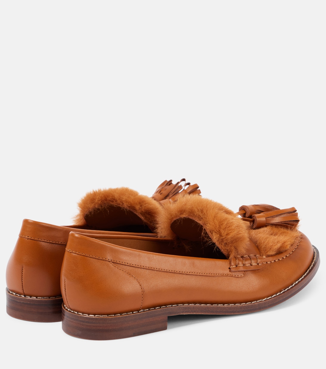 Rita faux fur-trimmed leather loafers | Clergerie