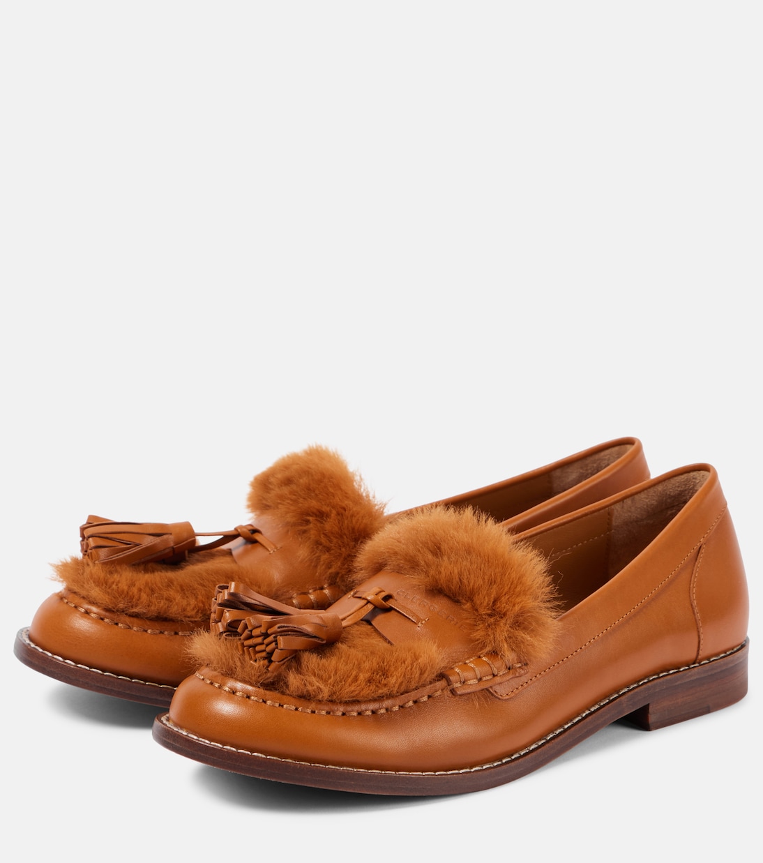 Rita faux fur-trimmed leather loafers | Clergerie