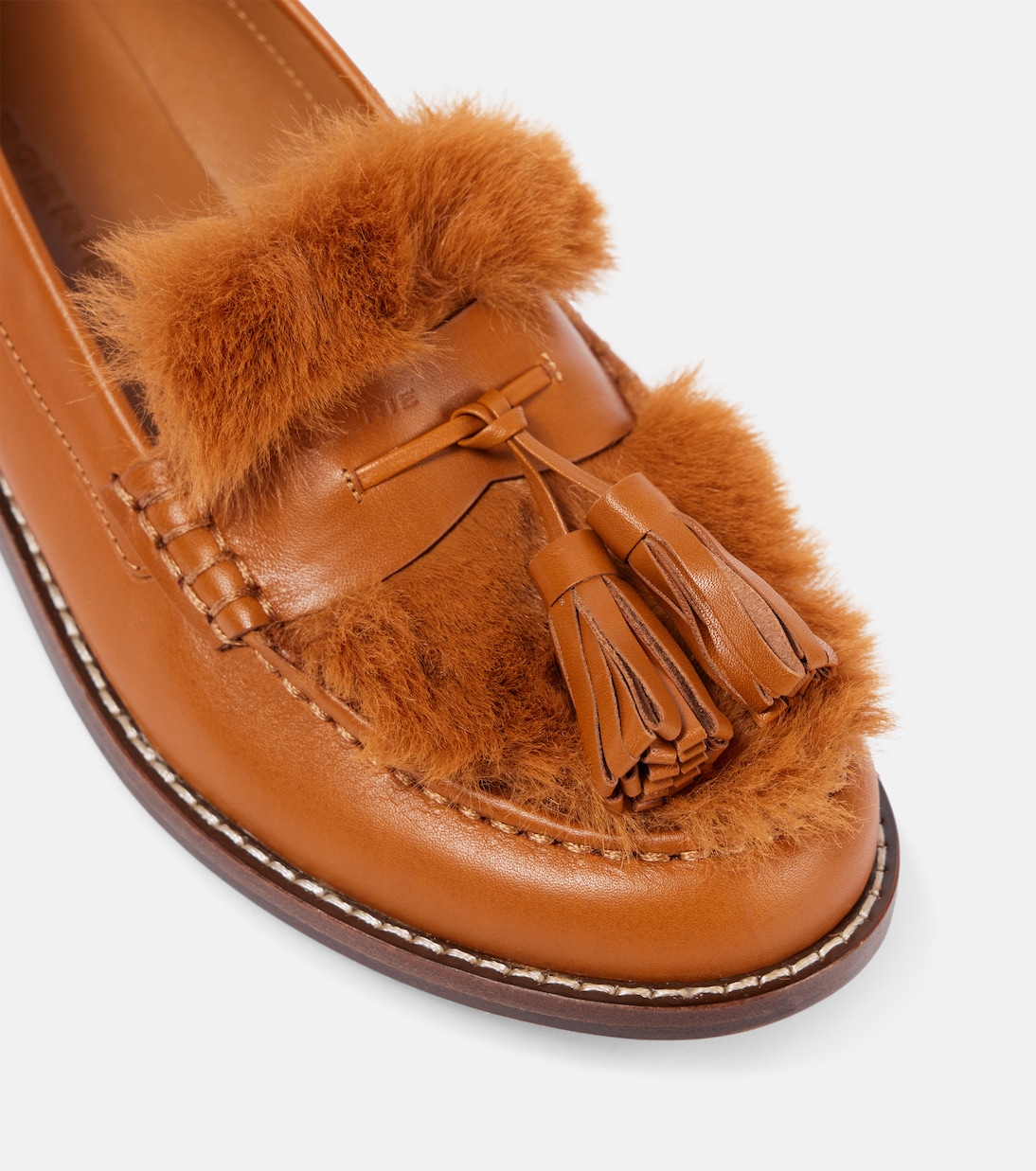 Rita faux fur-trimmed leather loafers | Clergerie