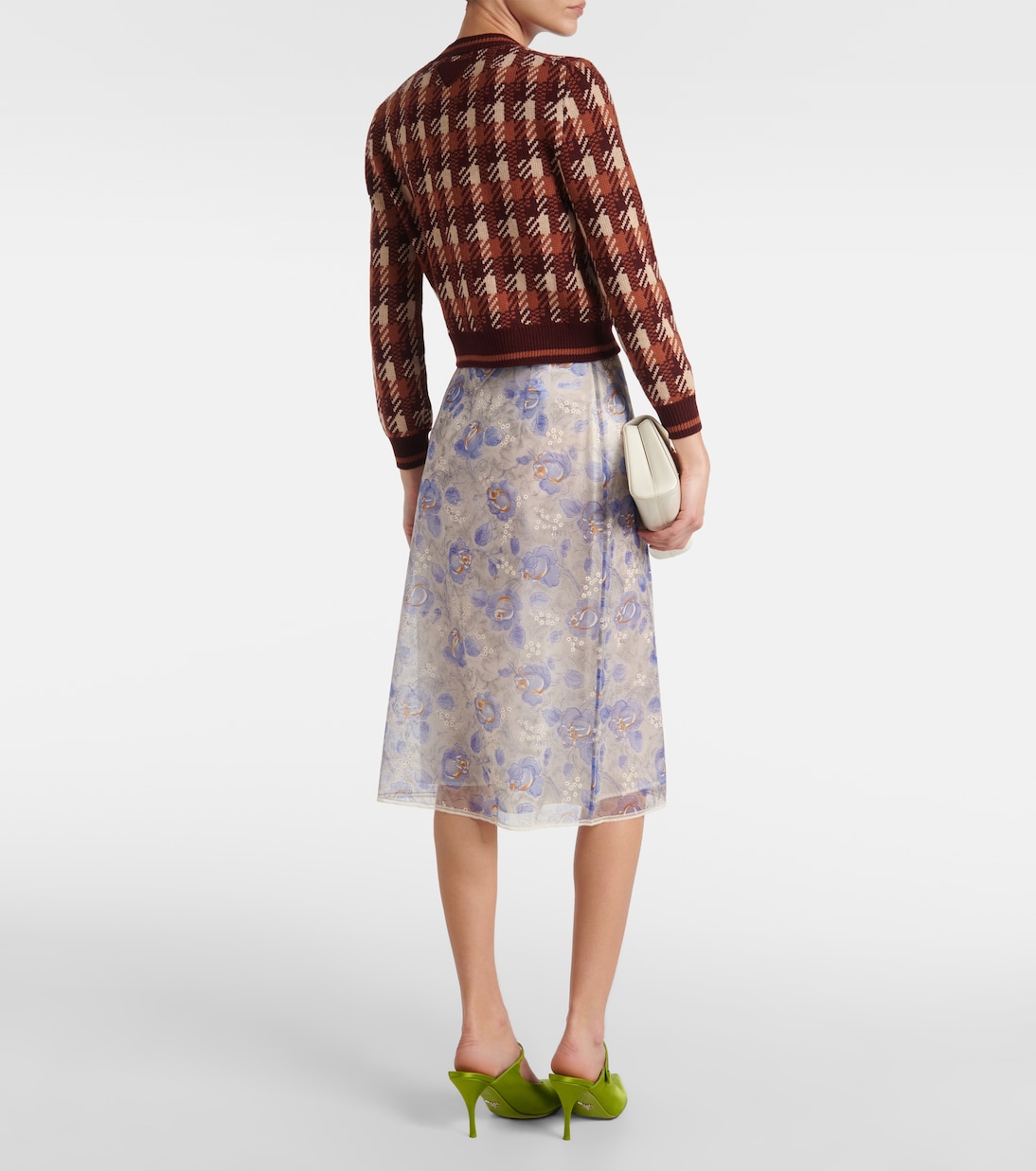 Cardigan in lana a quadri | Prada