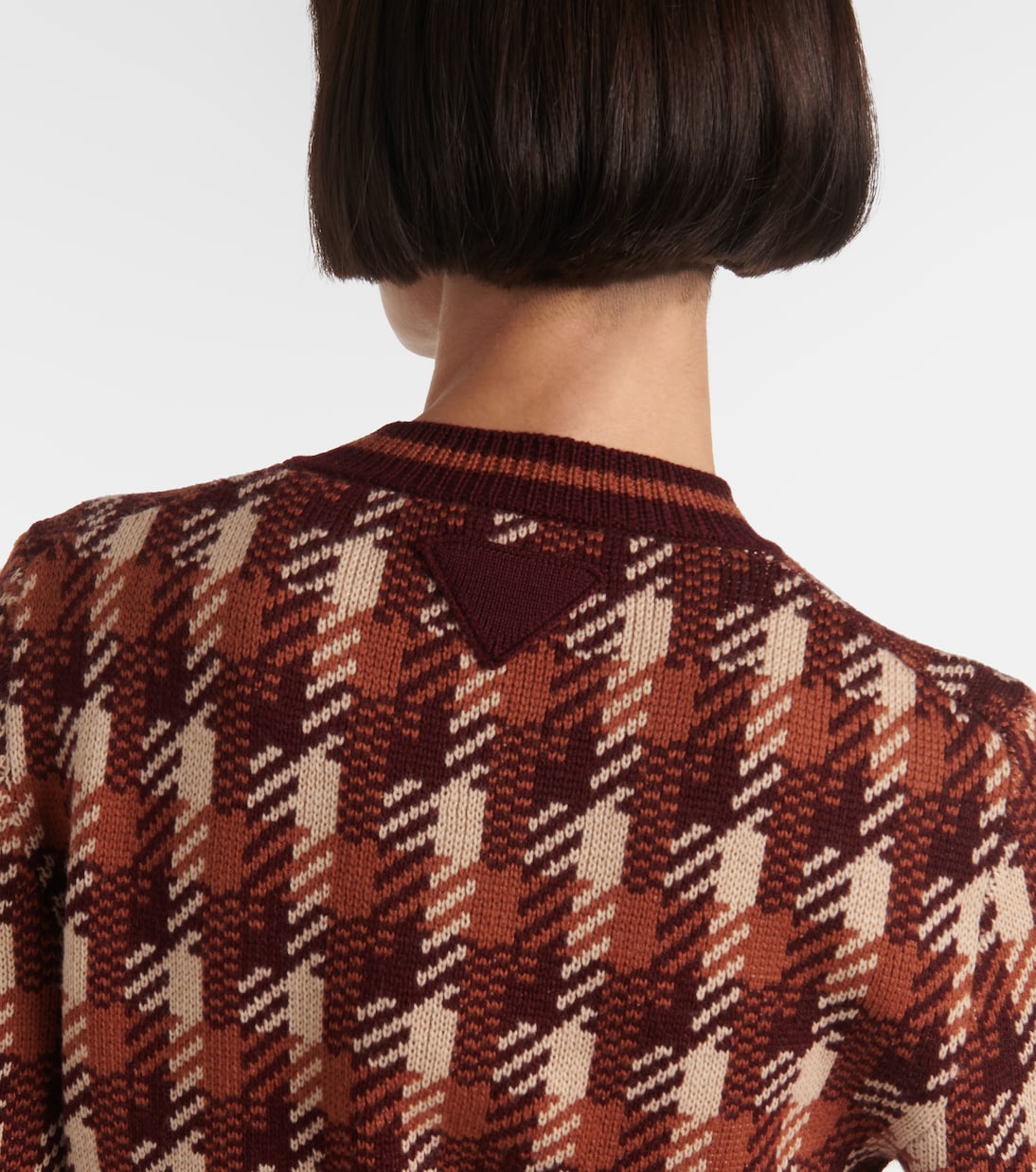 Cardigan in lana a quadri | Prada